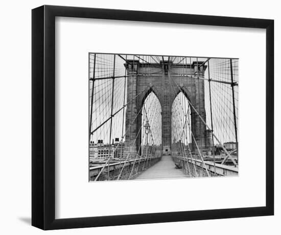 Pedestrian Walkway on the Brooklyn Bridge-Bettmann-Framed Photographic Print