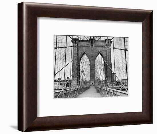 Pedestrian Walkway on the Brooklyn Bridge-Bettmann-Framed Photographic Print