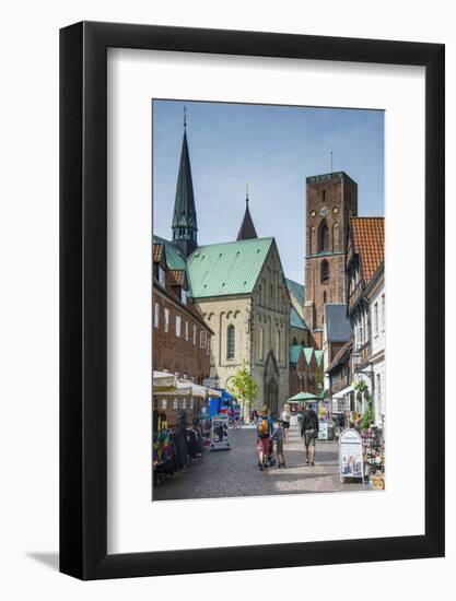 Pedestrian Zone with the Historic Houses in Ribe, Denmark's Oldest Surviving City, Jutland, Denmark-Michael Runkel-Framed Photographic Print