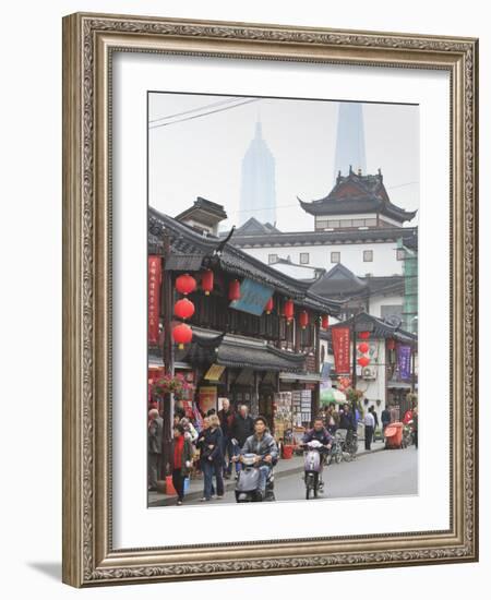 Pedestrians and Traffic on Shanghai Old Street, Remnant of a Bygone Age, Fuxing, Shanghai, China, A-Amanda Hall-Framed Photographic Print