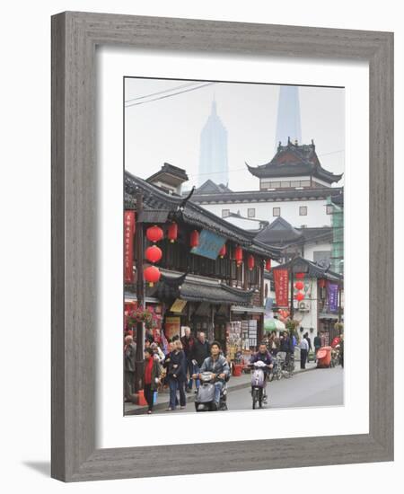 Pedestrians and Traffic on Shanghai Old Street, Remnant of a Bygone Age, Fuxing, Shanghai, China, A-Amanda Hall-Framed Photographic Print