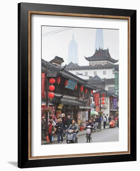 Pedestrians and Traffic on Shanghai Old Street, Remnant of a Bygone Age, Fuxing, Shanghai, China, A-Amanda Hall-Framed Photographic Print