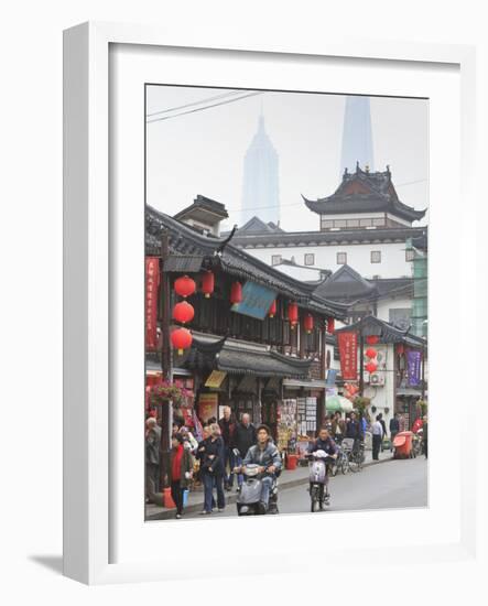 Pedestrians and Traffic on Shanghai Old Street, Remnant of a Bygone Age, Fuxing, Shanghai, China, A-Amanda Hall-Framed Photographic Print