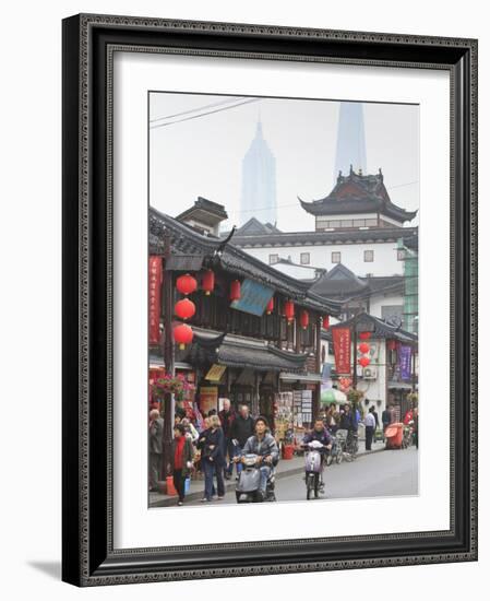 Pedestrians and Traffic on Shanghai Old Street, Remnant of a Bygone Age, Fuxing, Shanghai, China, A-Amanda Hall-Framed Photographic Print
