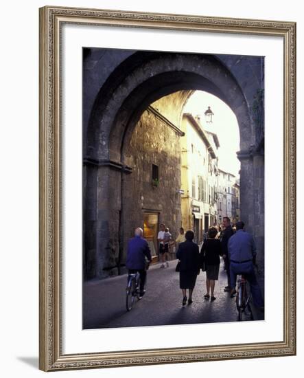 Pedestrians Entering Archway, Lucca, Italy-Merrill Images-Framed Photographic Print