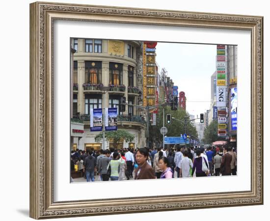 Pedestrians, Nanjing Road East, Nanjing Dong Lu, Shanghai, China, Asia-Amanda Hall-Framed Photographic Print