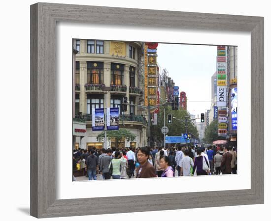 Pedestrians, Nanjing Road East, Nanjing Dong Lu, Shanghai, China, Asia-Amanda Hall-Framed Photographic Print