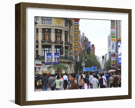 Pedestrians, Nanjing Road East, Nanjing Dong Lu, Shanghai, China, Asia-Amanda Hall-Framed Photographic Print