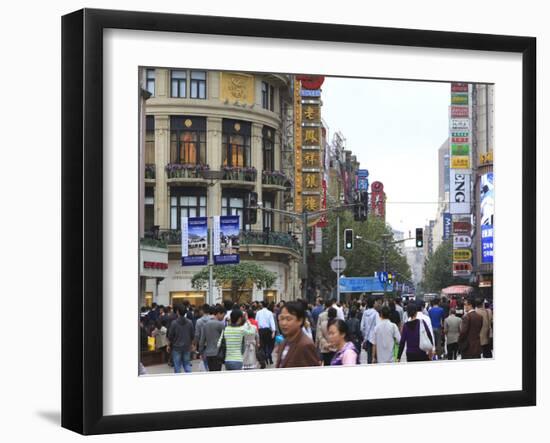 Pedestrians, Nanjing Road East, Nanjing Dong Lu, Shanghai, China, Asia-Amanda Hall-Framed Photographic Print