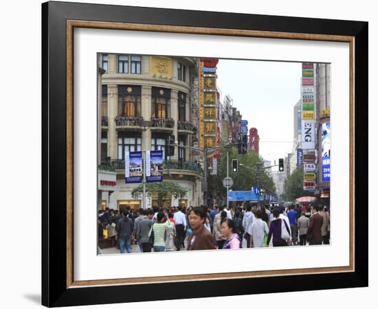 Pedestrians, Nanjing Road East, Nanjing Dong Lu, Shanghai, China, Asia-Amanda Hall-Framed Photographic Print