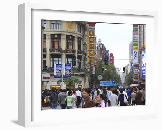 Pedestrians, Nanjing Road East, Nanjing Dong Lu, Shanghai, China, Asia-Amanda Hall-Framed Photographic Print