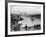 Pedestrians on London Bridge Watch Boats and Barges Being Unloaded-null-Framed Photographic Print