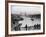 Pedestrians on London Bridge Watch Boats and Barges Being Unloaded-null-Framed Photographic Print