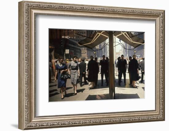 Pedestrians Reflected in Glass on 7th Ave in the Garment District, New York, New York, 1960-Walter Sanders-Framed Photographic Print