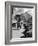 Pedestrians Walking Along Main Street in Resort Town with Cascade Mountain in the Background-Andreas Feininger-Framed Photographic Print