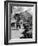 Pedestrians Walking Along Main Street in Resort Town with Cascade Mountain in the Background-Andreas Feininger-Framed Photographic Print