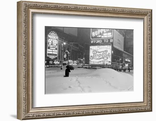 Pedestrians Walking Through Heavy Snow at Night in New York City, December 26-27, 1947-Al Fenn-Framed Photographic Print