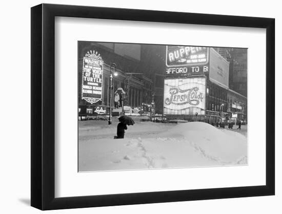 Pedestrians Walking Through Heavy Snow at Night in New York City, December 26-27, 1947-Al Fenn-Framed Photographic Print