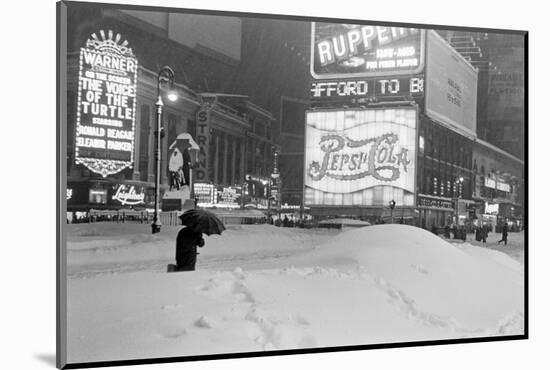 Pedestrians Walking Through Heavy Snow at Night in New York City, December 26-27, 1947-Al Fenn-Mounted Photographic Print