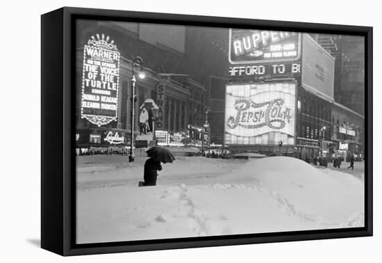 Pedestrians Walking Through Heavy Snow at Night in New York City, December 26-27, 1947-Al Fenn-Framed Premier Image Canvas