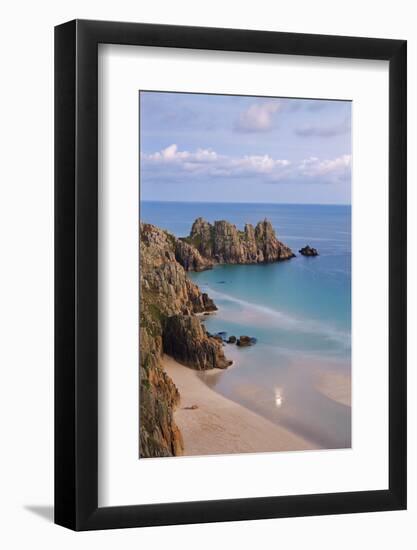 Pednvounder Beach and Logan Rock from the Clifftops Near Treen, Porthcurno, Cornwall-Adam Burton-Framed Photographic Print