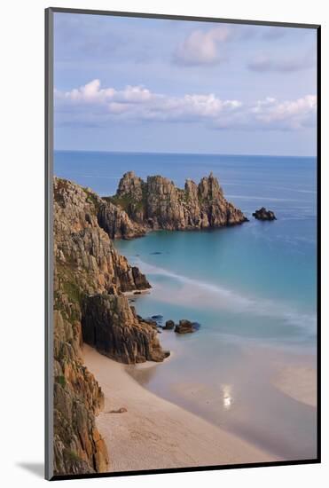 Pednvounder Beach and Logan Rock from the Clifftops Near Treen, Porthcurno, Cornwall-Adam Burton-Mounted Photographic Print