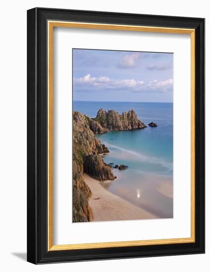 Pednvounder Beach and Logan Rock from the Clifftops Near Treen, Porthcurno, Cornwall-Adam Burton-Framed Photographic Print