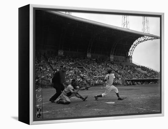 Pee Wee Reese Bats for the Brooklyn Dodgers During a Dodgers-Braves Game at Miami Stadium-null-Framed Premier Image Canvas