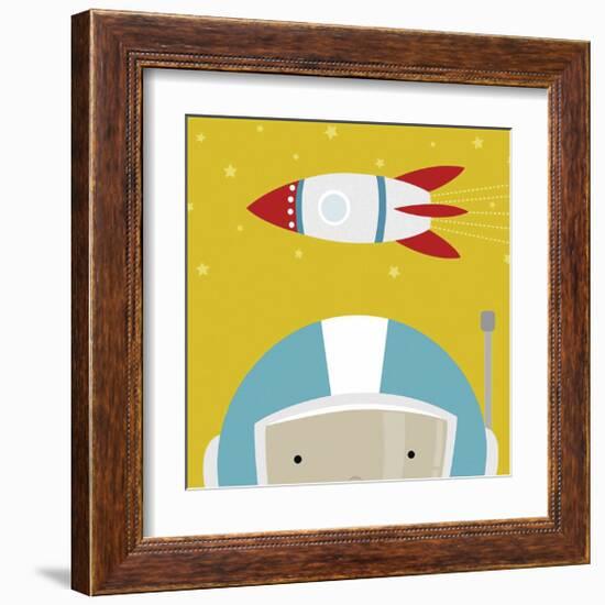 Peek-a-Boo Astronaut-Yuko Lau-Framed Art Print