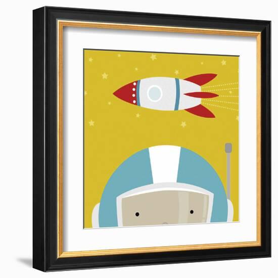 Peek-a-Boo Astronaut-Yuko Lau-Framed Art Print