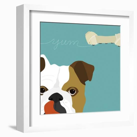 Peek-a-Boo Bulldog-Yuko Lau-Framed Art Print