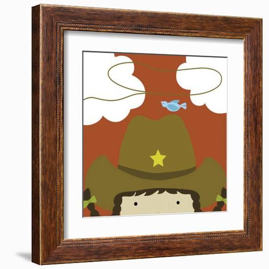 Peek-a-Boo Cowgirl-Yuko Lau-Framed Art Print