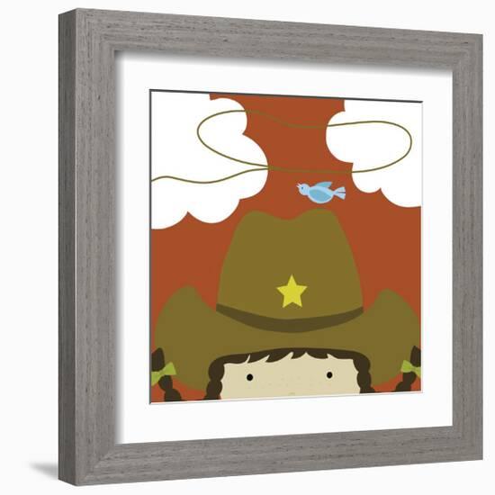 Peek-a-Boo Cowgirl-Yuko Lau-Framed Art Print