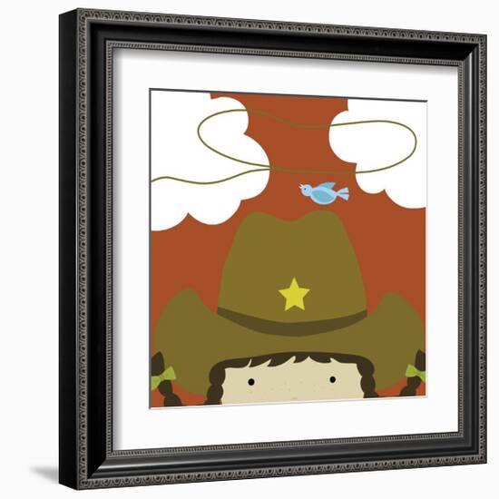 Peek-a-Boo Cowgirl-Yuko Lau-Framed Art Print