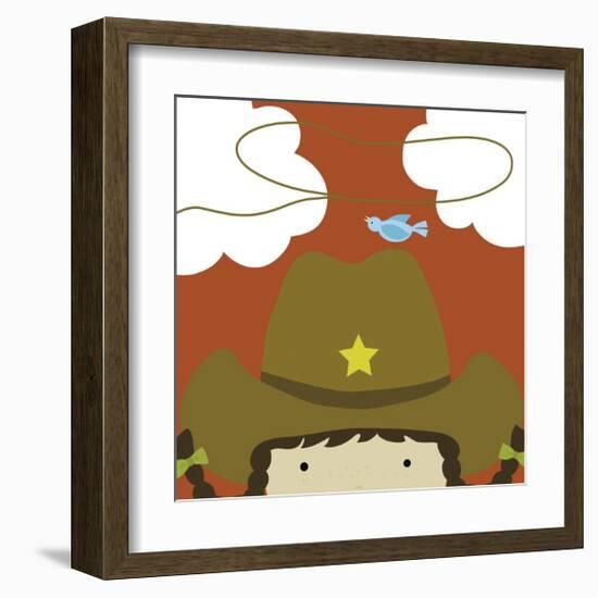 Peek-a-Boo Cowgirl-Yuko Lau-Framed Art Print