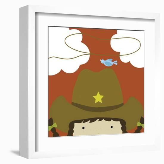 Peek-a-Boo Cowgirl-Yuko Lau-Framed Art Print