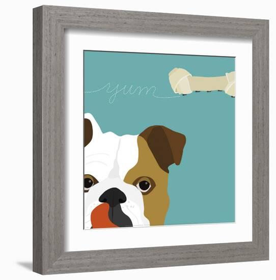 Peek-a-Boo English Bulldog-Yuko Lau-Framed Art Print