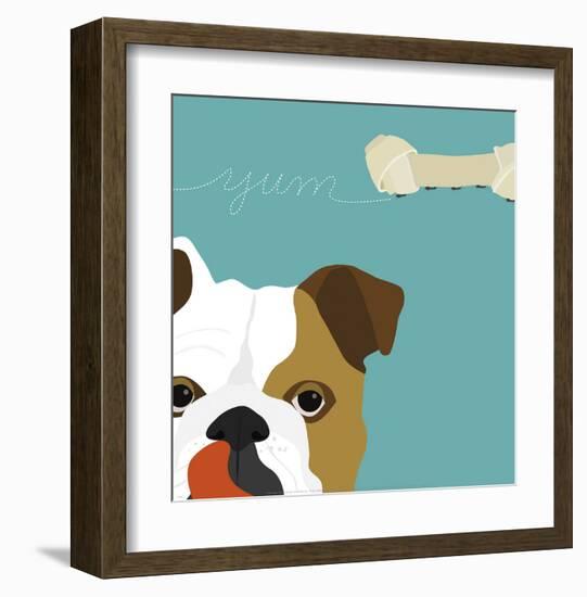 Peek-a-Boo English Bulldog-Yuko Lau-Framed Art Print