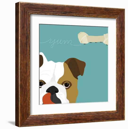 Peek-a-Boo English Bulldog-Yuko Lau-Framed Art Print