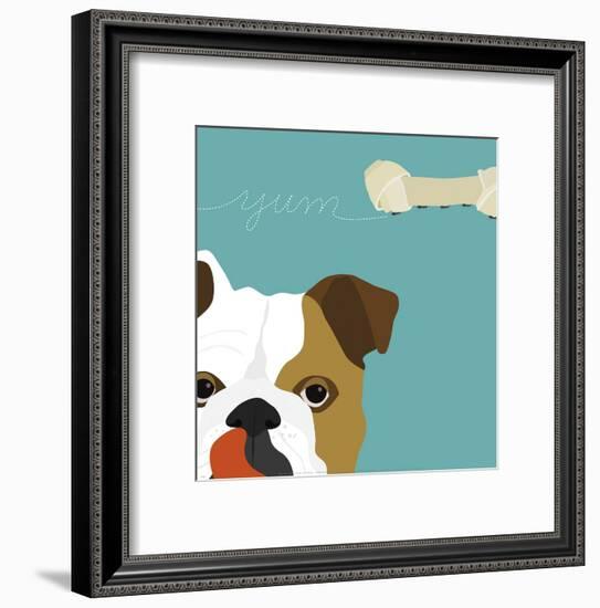 Peek-a-Boo English Bulldog-Yuko Lau-Framed Art Print