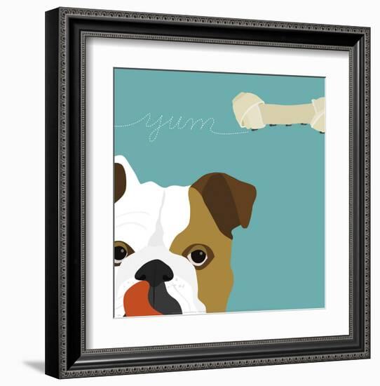 Peek-a-Boo English Bulldog-Yuko Lau-Framed Art Print