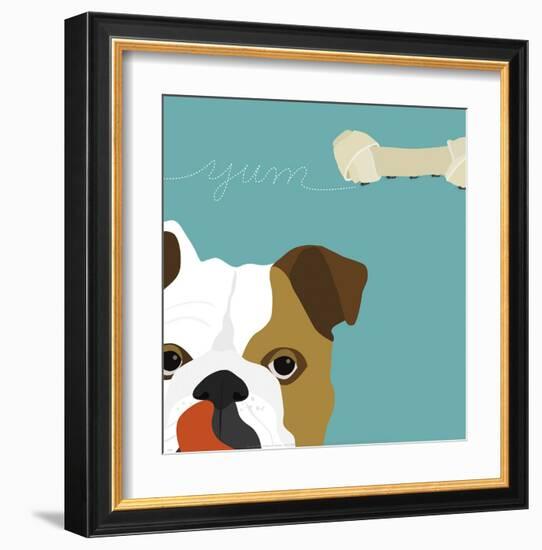 Peek-a-Boo English Bulldog-Yuko Lau-Framed Art Print