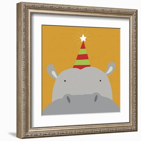 Peek-a-Boo Hippo-Yuko Lau-Framed Art Print