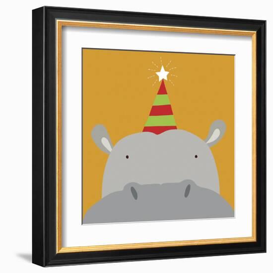 Peek-a-Boo Hippo-Yuko Lau-Framed Art Print