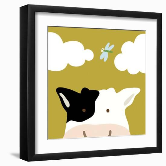 Peek-a-boo III - Cow-Yuko Lau-Framed Art Print