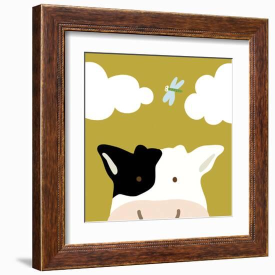 Peek-a-boo III - Cow-Yuko Lau-Framed Art Print