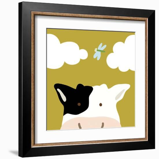 Peek-a-boo III - Cow-Yuko Lau-Framed Art Print