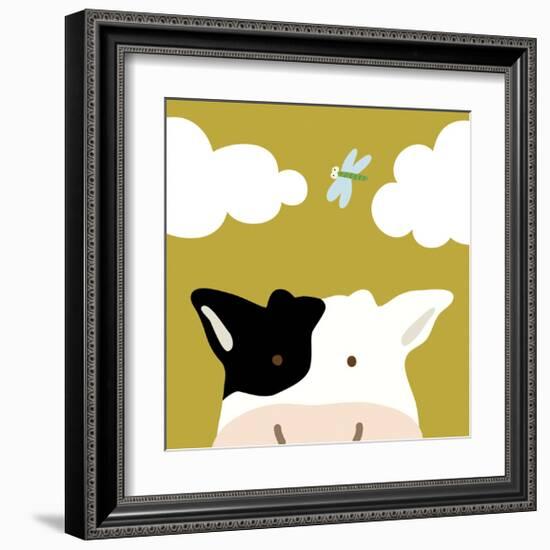 Peek-a-boo III - Cow-Yuko Lau-Framed Art Print