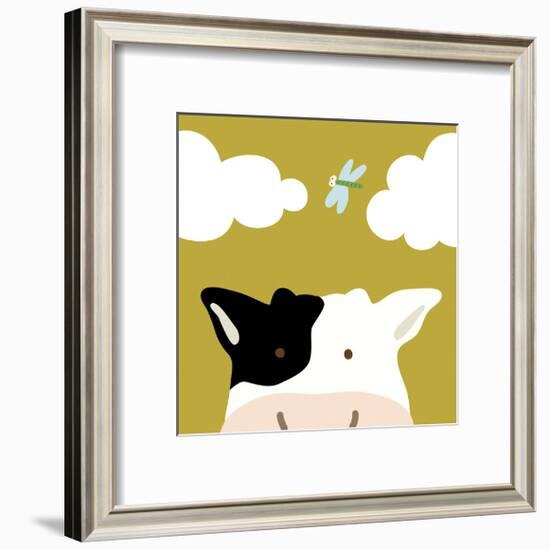 Peek-a-boo III - Cow-Yuko Lau-Framed Art Print