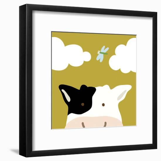 Peek-a-boo III - Cow-Yuko Lau-Framed Art Print